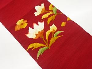 綴れ花葉模様織出し名古屋帯